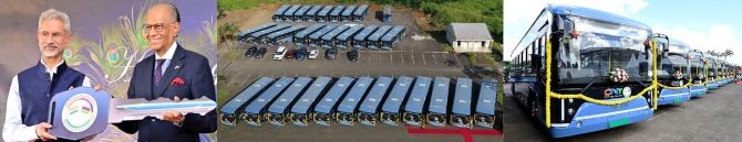 Indian Infrastructure And Healthcare Diplomacy Strengthens Ties; EAM Jaishankar Hands Over 31 Electric Buses To Mauritius